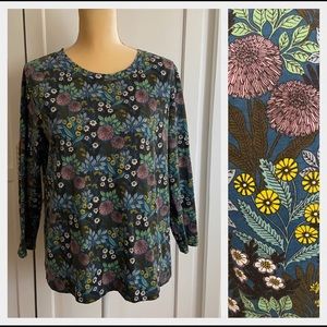 J CREW X Abigail Borg Floral Top Size L 100% Cotton